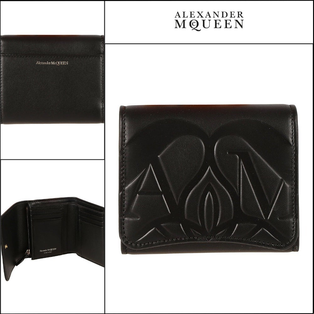 【Alexander Mcqueen】The Seal Embossed Tri-fold Wallet