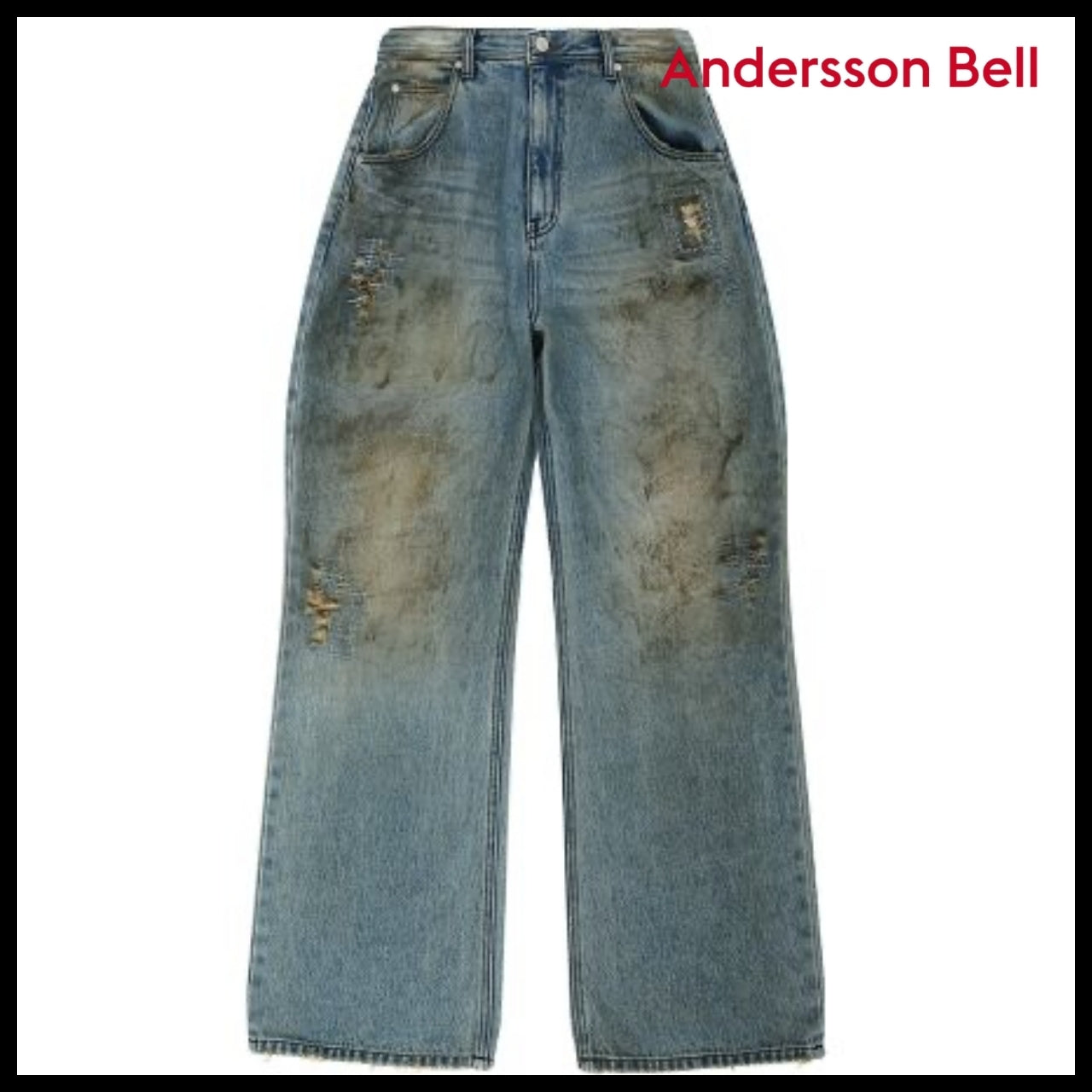 ◆ANDERSSON BELL◆ ワイドデニム Wide Denim Blue ダメージ