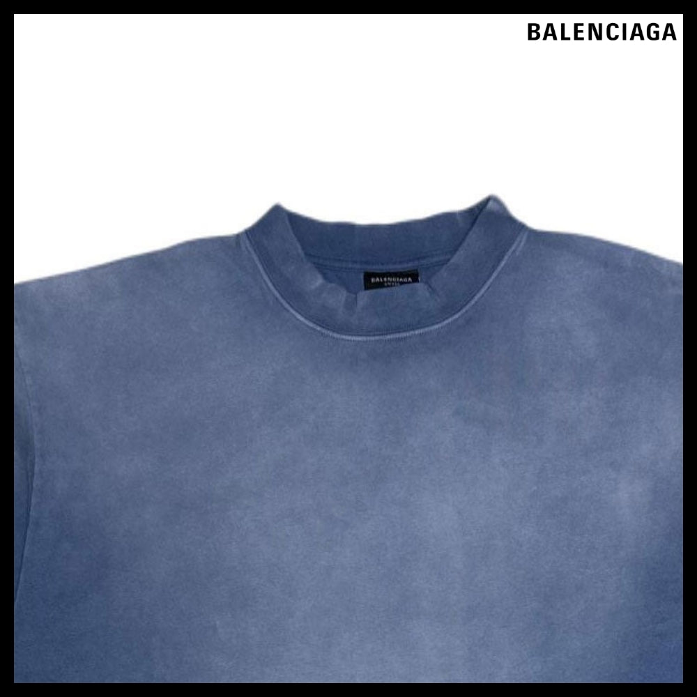 【BALENCIAGA】Hand-Drawn T-shirt Blue