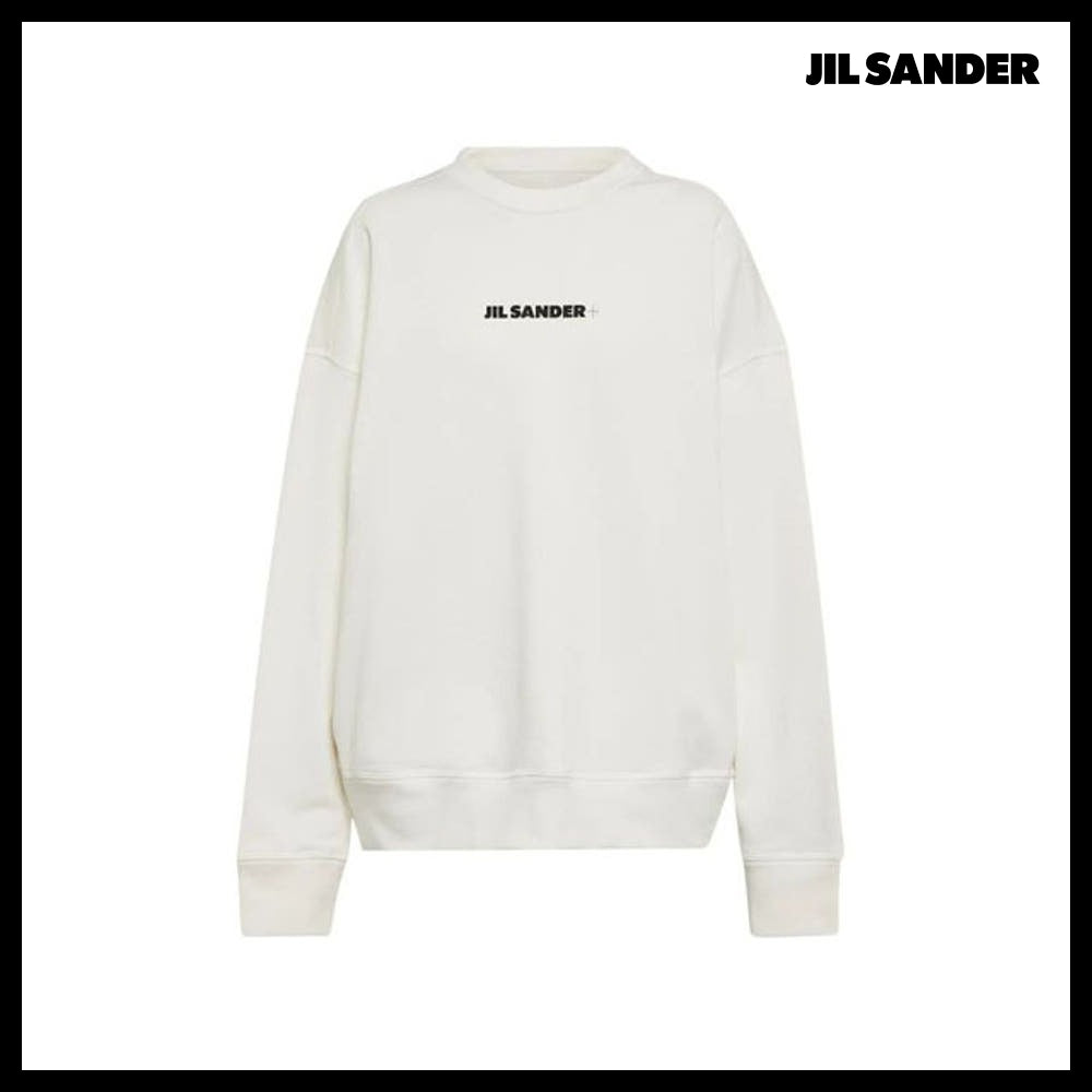 【JIL SANDER】Logo Print Oversized Sweatshirt Ivory Unisex