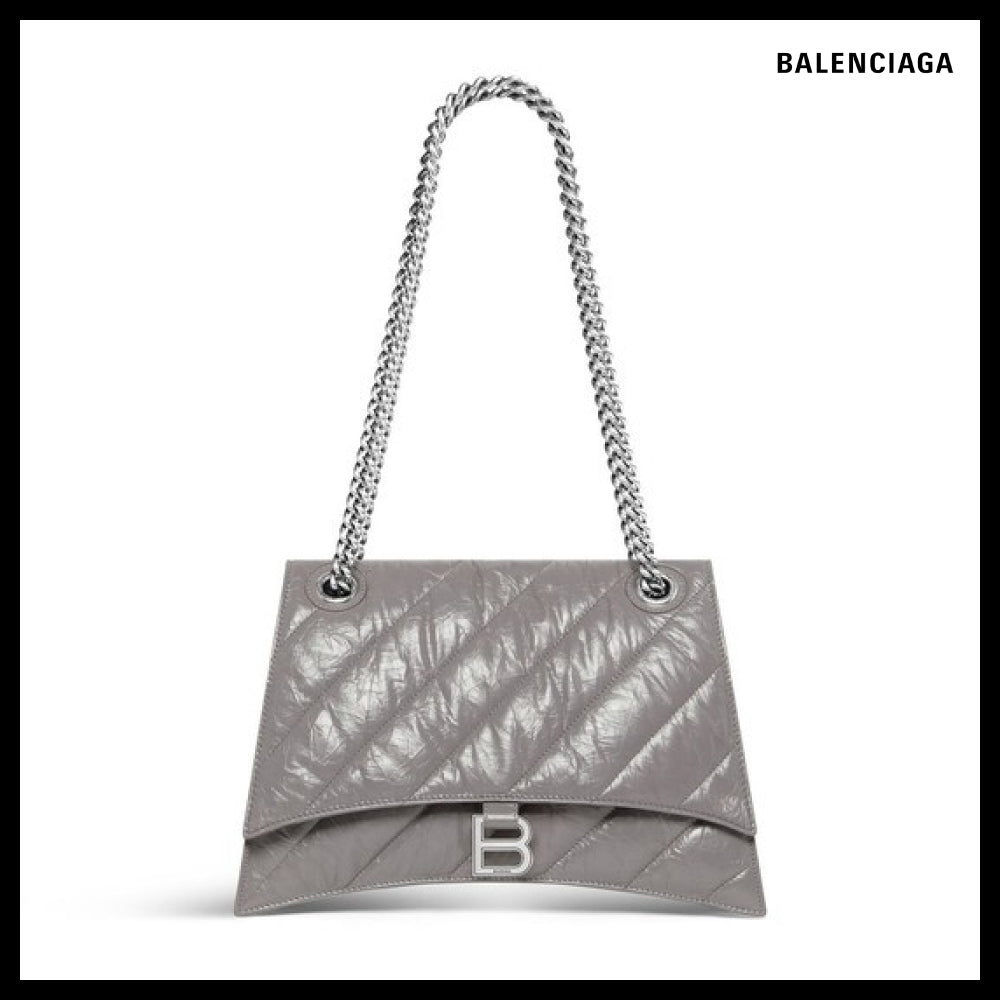 【BALENCIAGA】Crush Medium Chain Bag Dark Grey