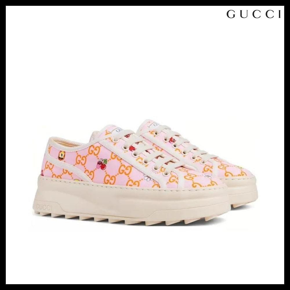 【GUCCI】x Hattie Stewart GG Fabric Women's Low-Top Sneakers Pink