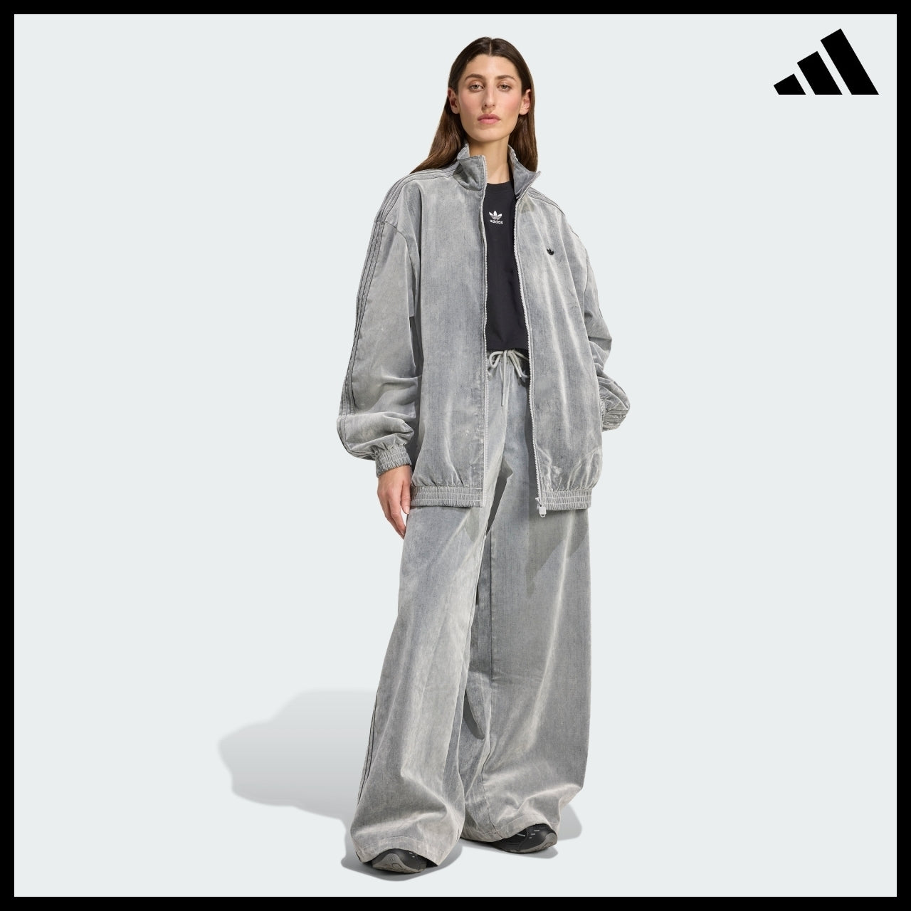 【ADIDAS】Brushed Twill Oversize Firebird Zip Jacket