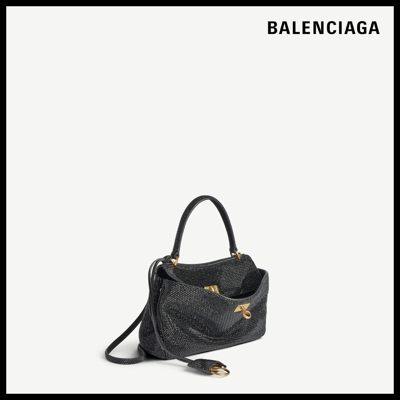 【BALENCIAGA】Rodeo Rhinestone Handbag Mini Black