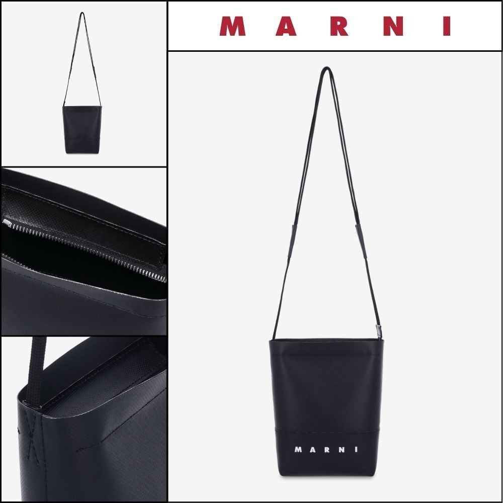 【MARNI】Logo strap crossbody bag black
