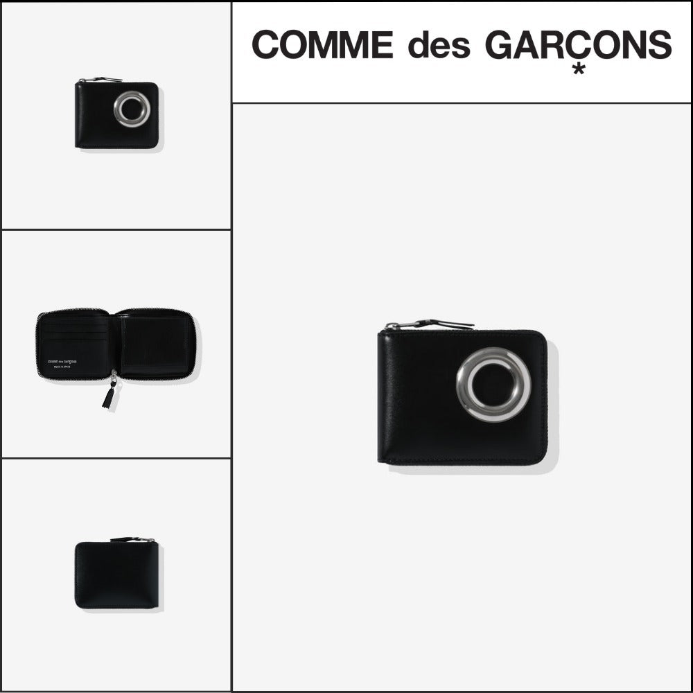 【COMME des GARCONS】Silver Eyelet Full Zip Around Wallet