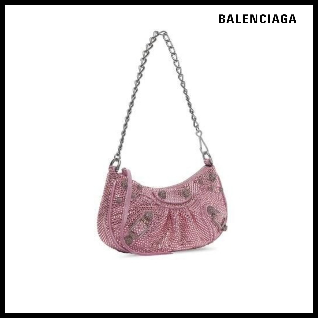 【BALENCIAGA】Le Cagole Mini Bag with Chain and Rhinestones