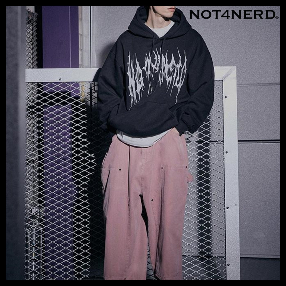 【NOT4NERD】ポインテッドロゴ プルオーバーフード ブラック