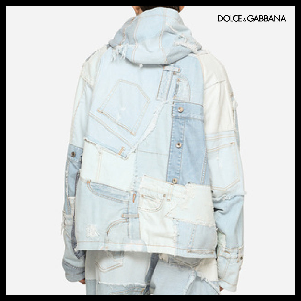 【Dolce & Gabbana】DENIM PATCHWORK JACKET WITH HOOD