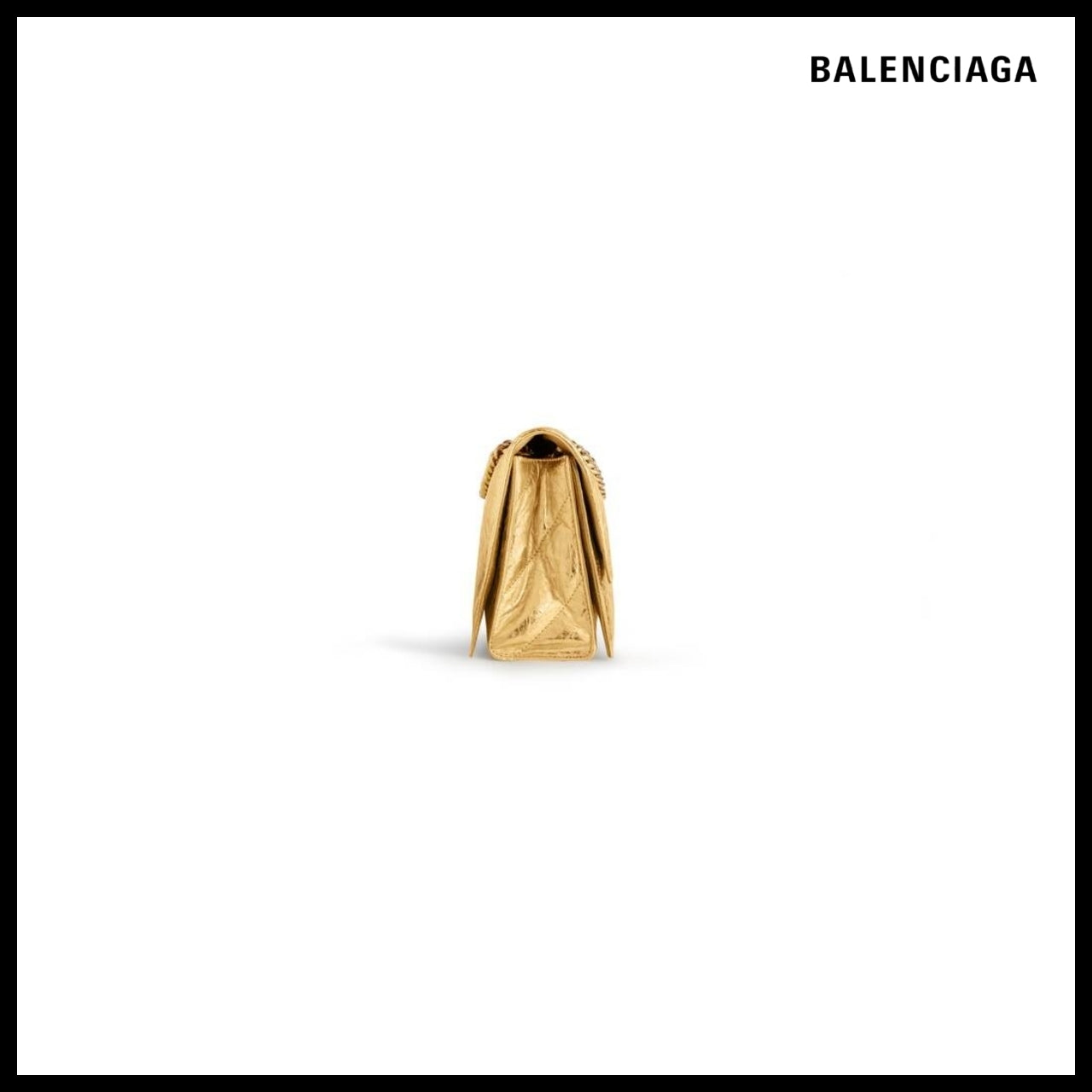 【BALENCIAGA】Crush Small Chain Bag Metallized Quilted Gold