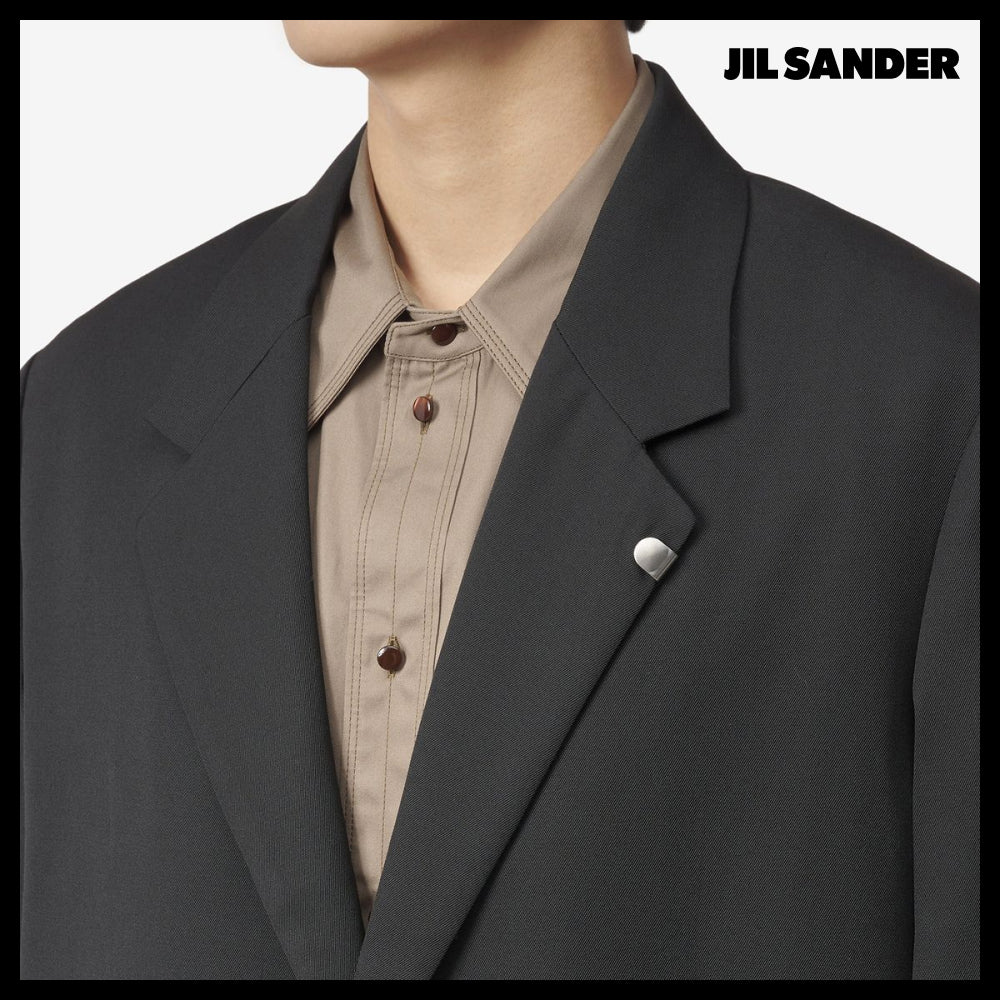 【JIL SANDER】Back slit wool single coat black