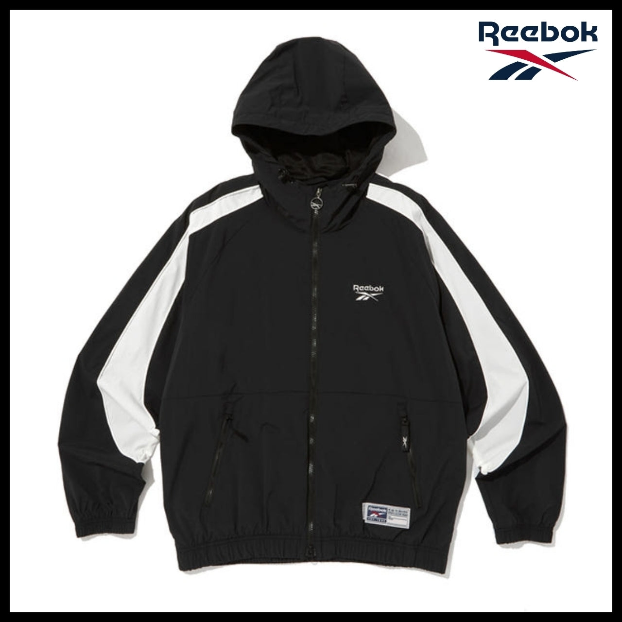 【Reebok】Stretch Hooded Windbreaker Jacket Black