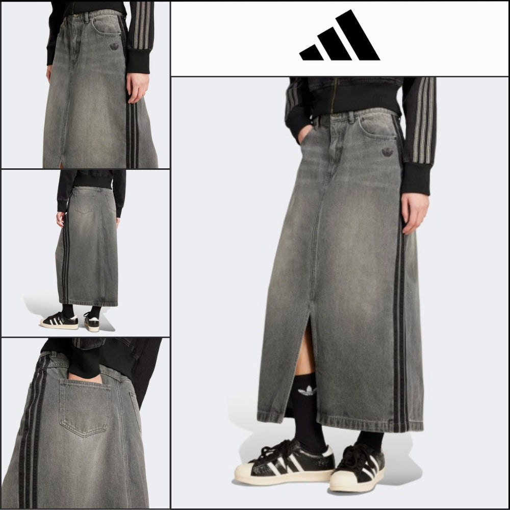 【ADIDAS】Adicolor 3-Stripes Denim Pencil Skirt JW2659