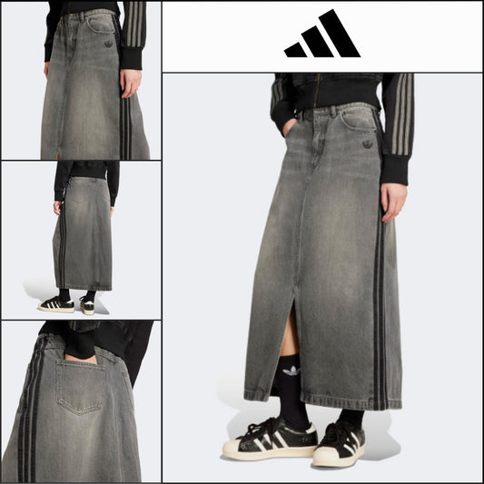 【ADIDAS】Adicolor 3-Stripes Denim Pencil Skirt JW2659