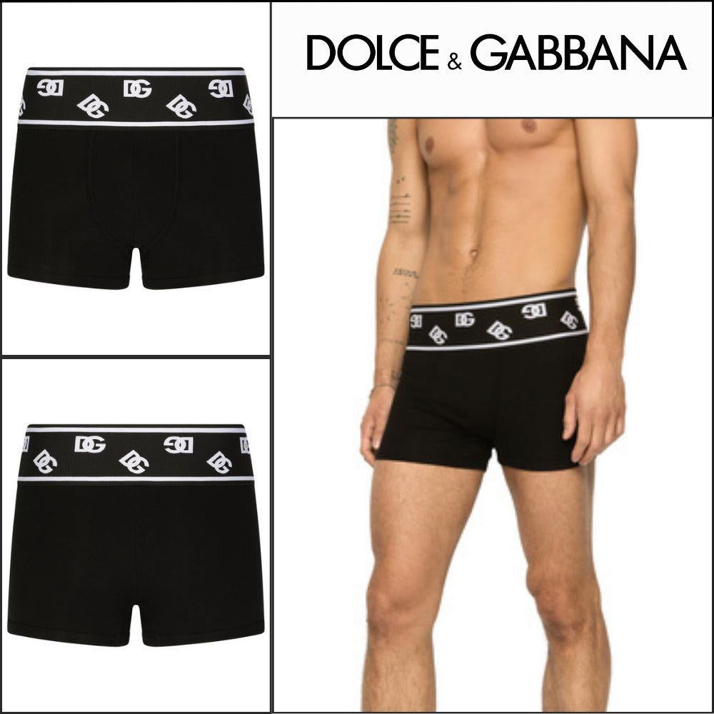 【Dolce & Gabbana】FINE-RIB COTTON BOXERS WITH DG ICON