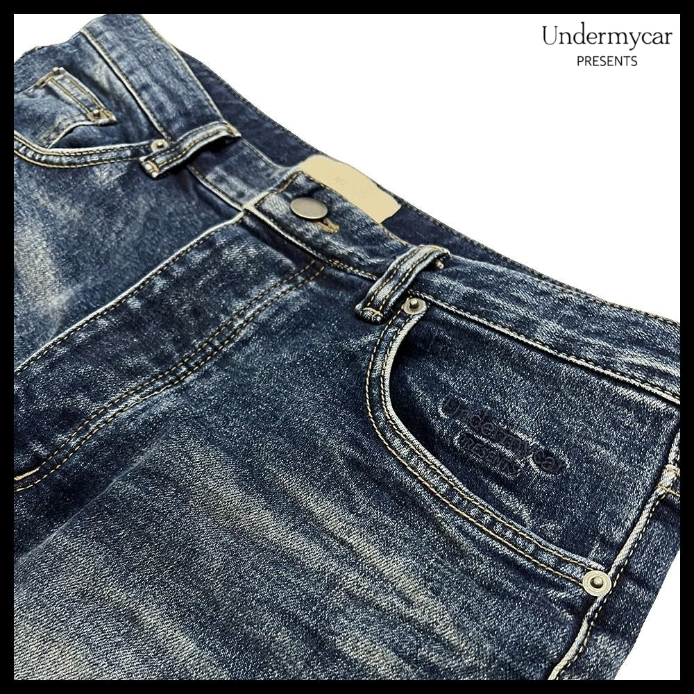 【Undermycar】Mu.114 Original Logo Washed Slim Flare Jeans