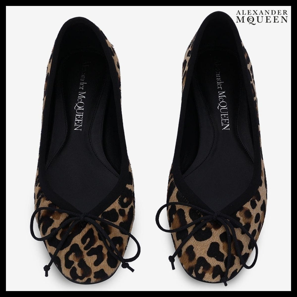 【Alexander Mcqueen】Armadillo Ballet Flats Leopard Black