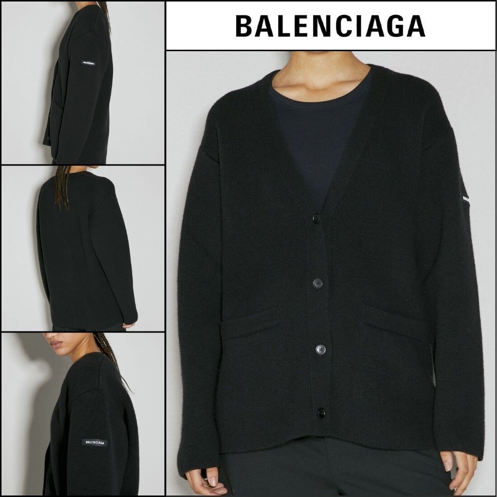 ★BALENCIAGAアウトレットセール★Patch Wool Knit Cardigan