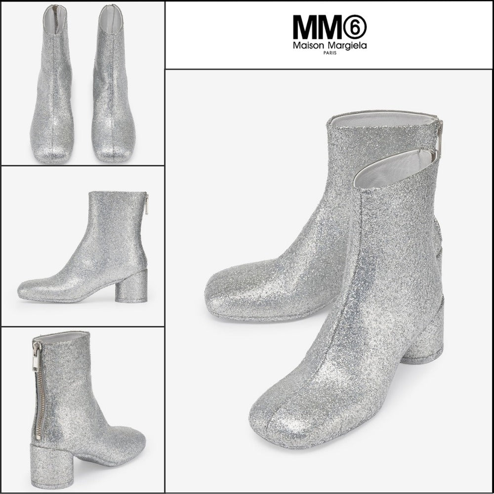 【MM6 Maison Margiela】Glitter Ankle Boots Silver