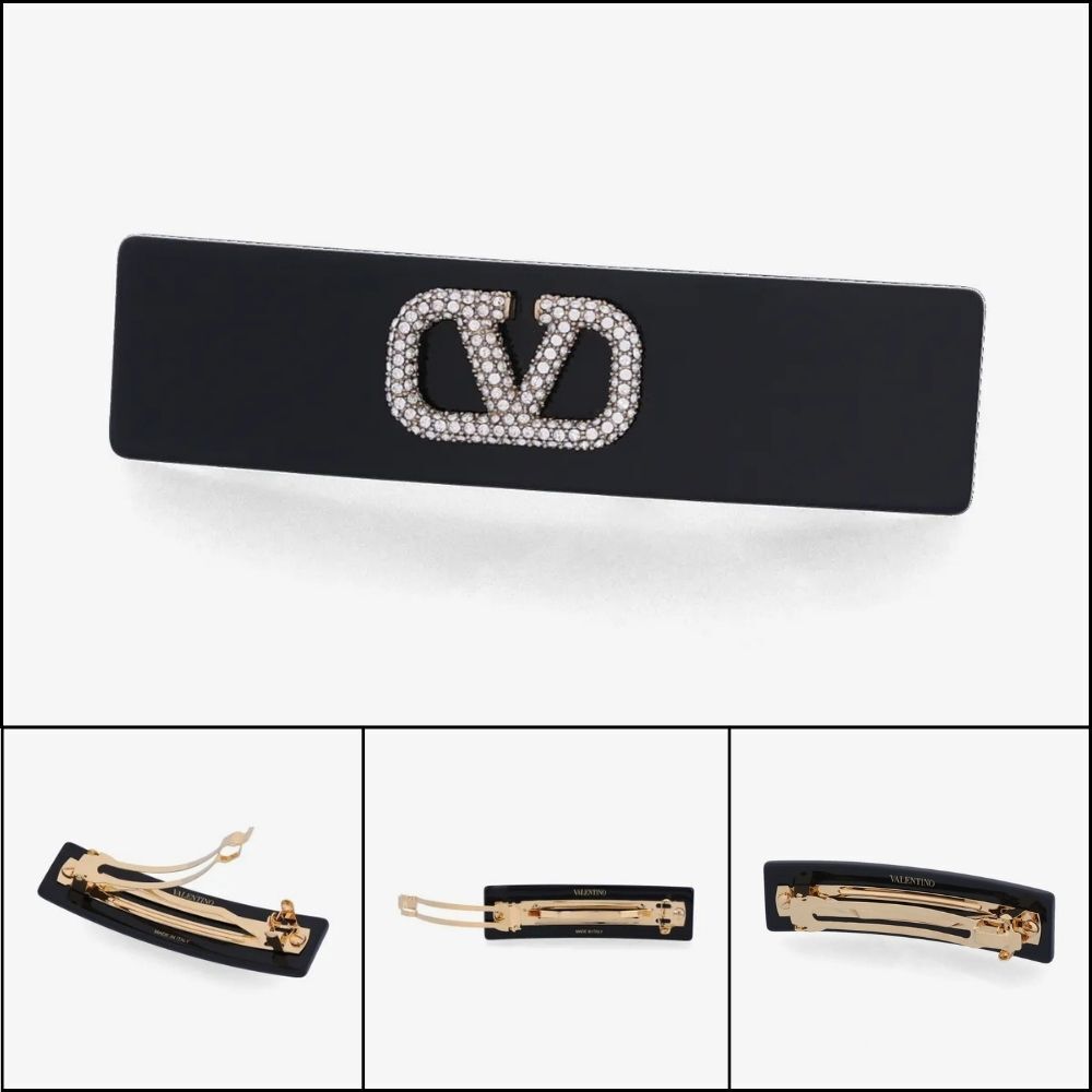 【VALENTINO】Swarovski Crystal Hair Pin Black Gold