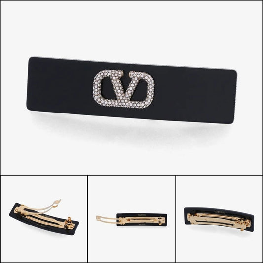 【VALENTINO】Swarovski Crystal Hair Pin Black Gold