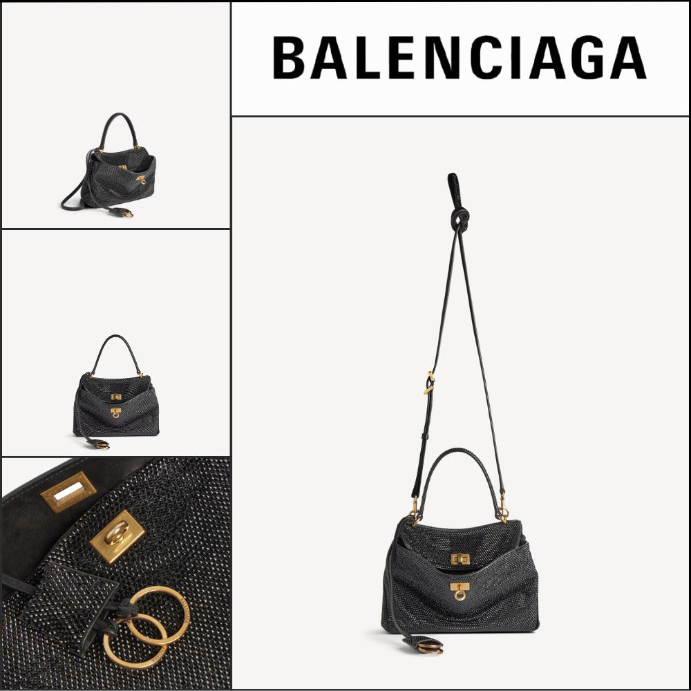 【BALENCIAGA】Rodeo Rhinestone Handbag Mini Black