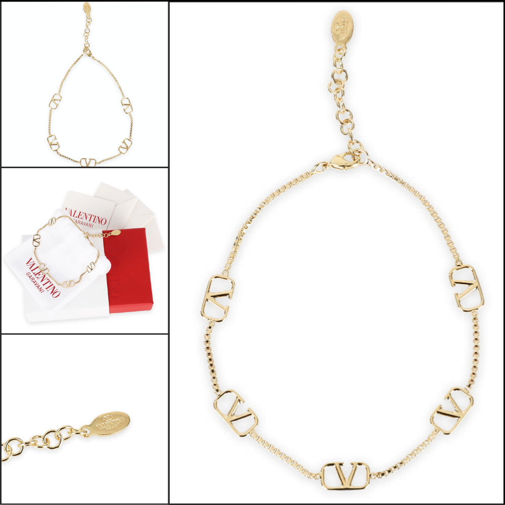 【VALENTINO】V Logo Signature Bracelet Gold