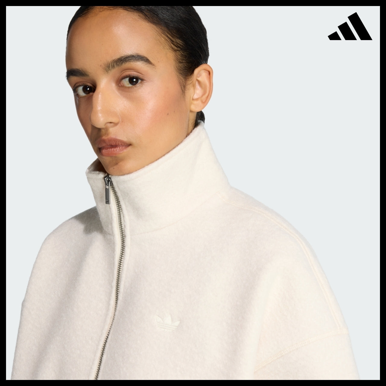 【ADIDAS】Fleece Wonder White Full Zip Jacket Fleece Jacket