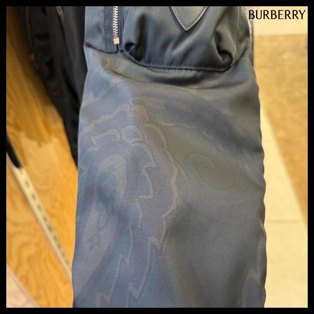 【Burberry】B Shield Shearling Fur Bomber Jacket Shadow