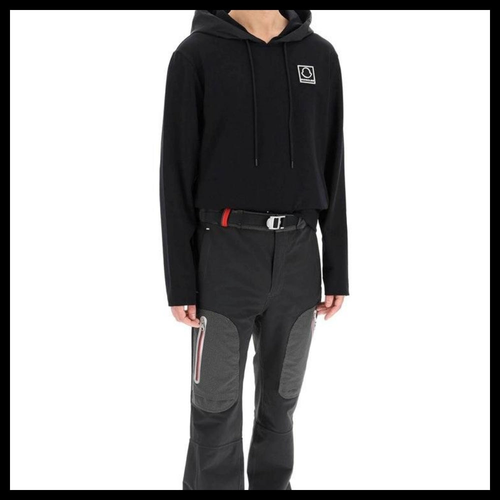 【MONCLER】Square Logo Running Hoodie Black Men