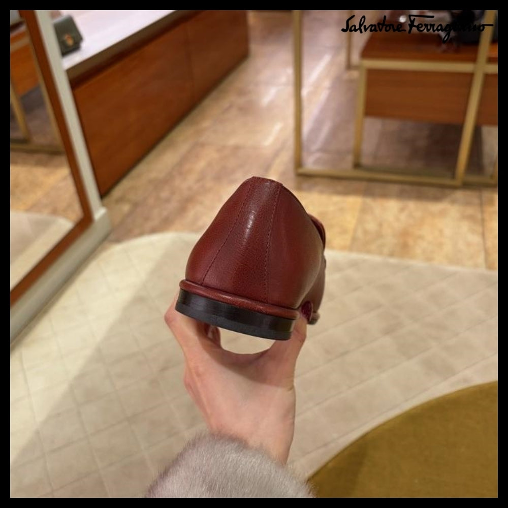 【FERRAGAMO】BRAIN LOGO MOCCASIN LOAFERS BURGUNDY