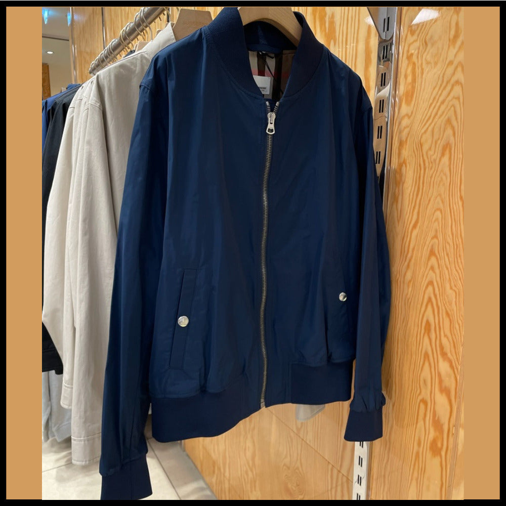 【Burberry】ELLON Bomber Zip Up Jacket Ink Blue