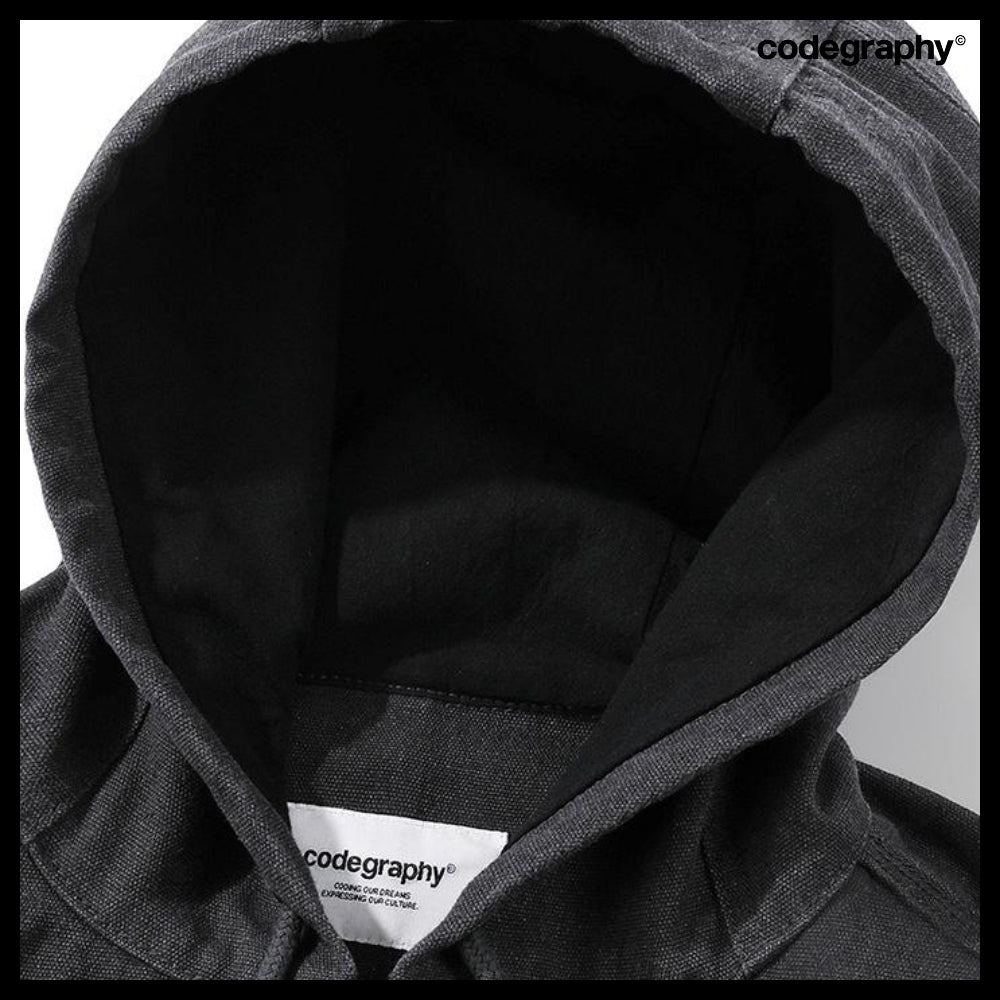 【codegraphy】Vintage Washed Hooded Work Jacket