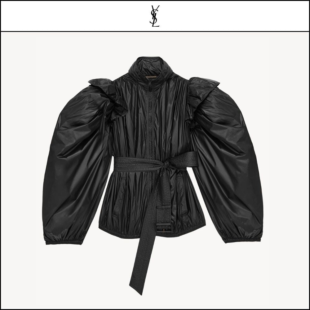 【Saint Laurent】Nylon Balloon Sleeve Windbreaker NOIR