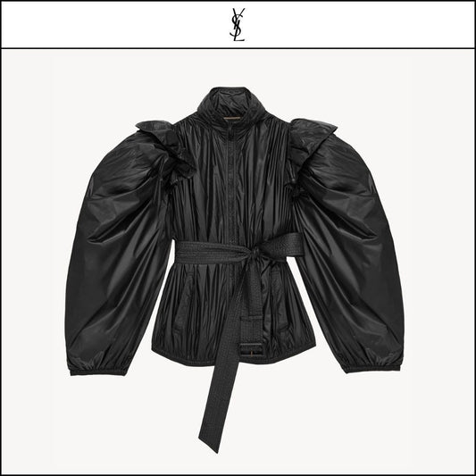 【Saint Laurent】Nylon Balloon Sleeve Windbreaker NOIR