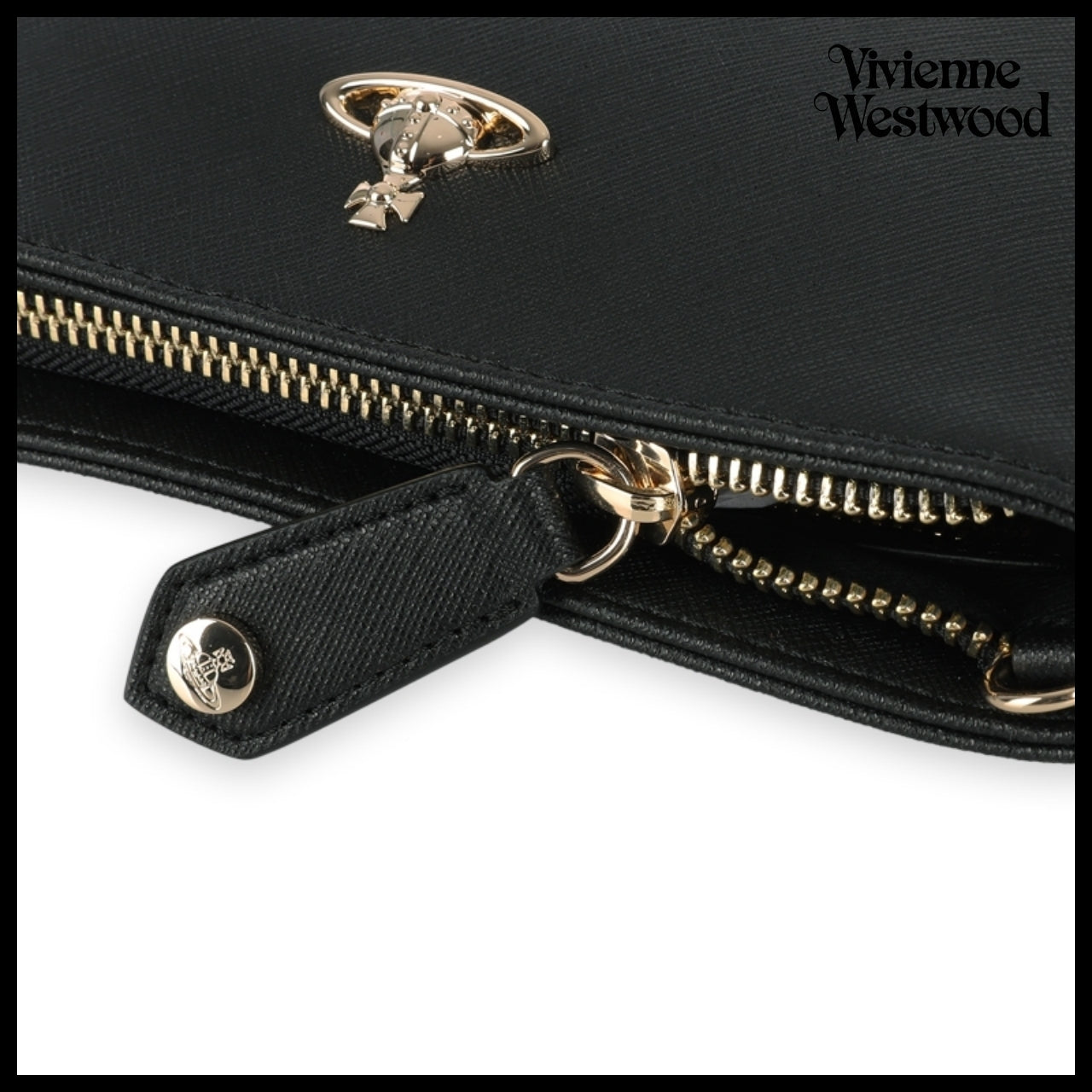 【Vivienne Westwood】Square Crossbody Bag Black Gold