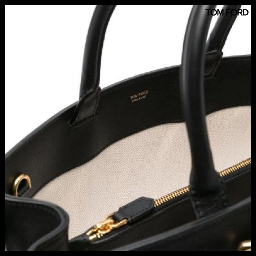 【TOM FORD】GRAIN LEATHER LARGE TOP HANDLE BAG