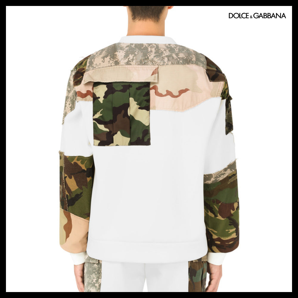 【Dolce&Gabbana】CAMOUFLAGE PATCHWORK SWEATSHIRT DG LOGO