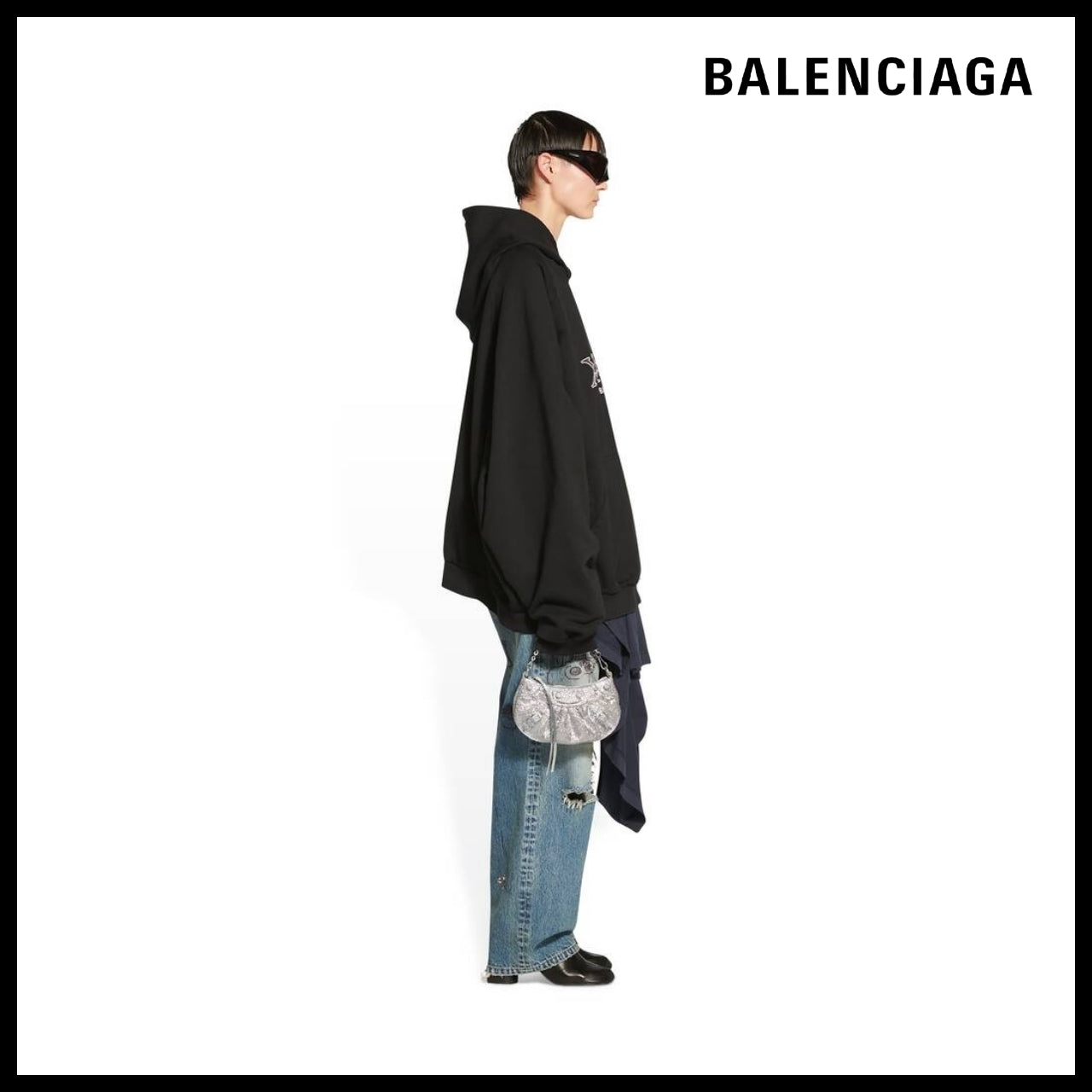 【BALENCIAGA】Le Cagole Mini Bag With Chain And Rhinestones
