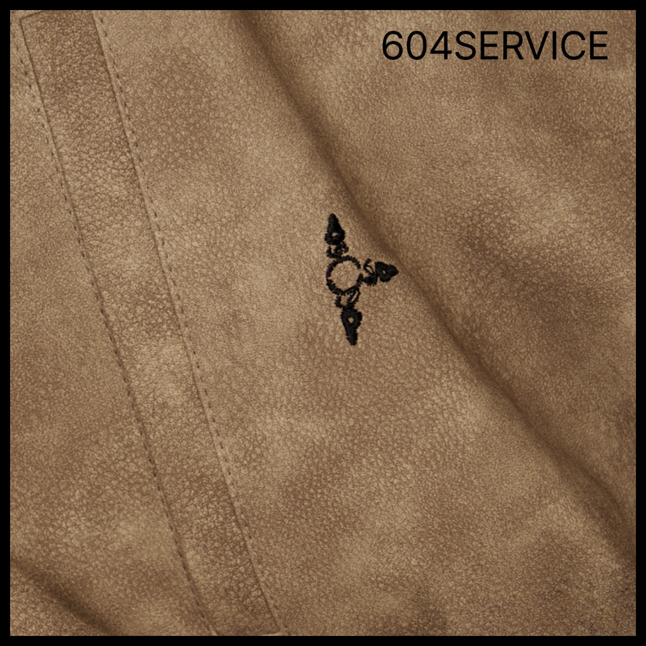 【604service】EMBROIDERED LEATHER JACKET IN BROWN
