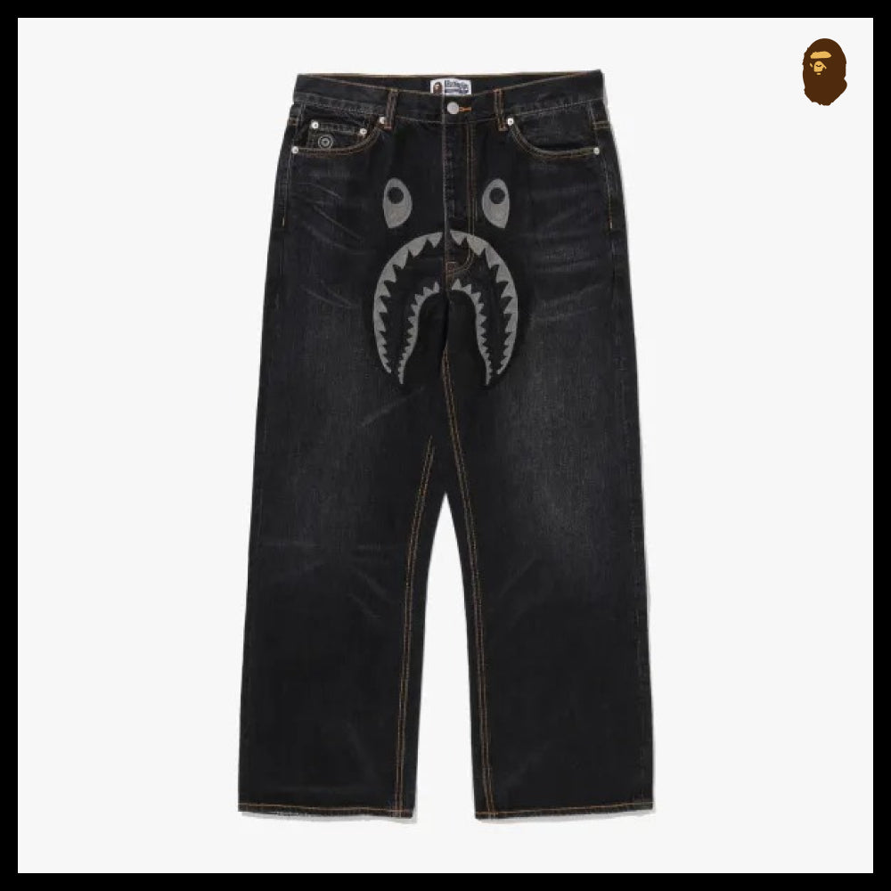 【A BATHING APE】Shark Relaxed Fit Denim Pants M INDIGO