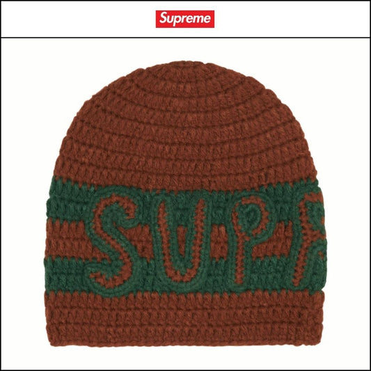 ★100%正規品保証 Supreme★ Crochet Logo Beanie Brown
