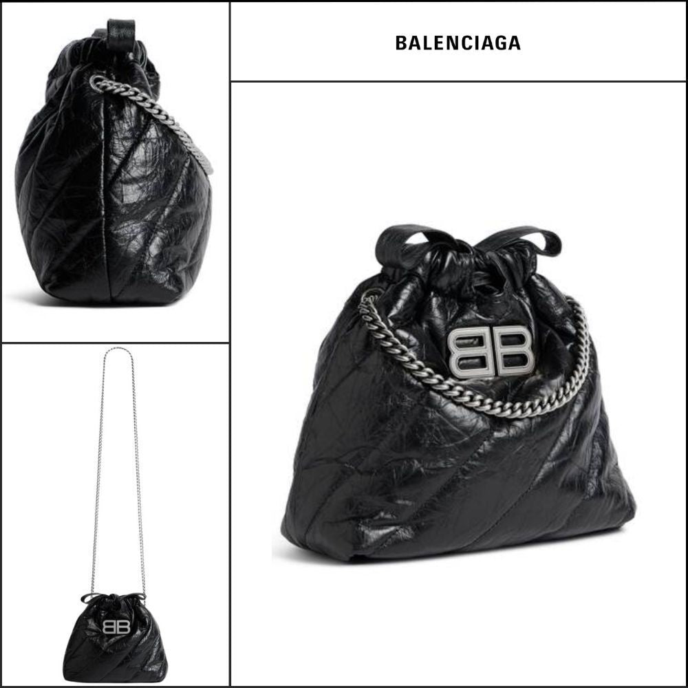 【BALENCIAGA】Crush XS Tote Bag Quilted Black