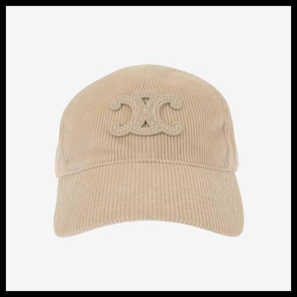 【CELINE】Triomphe Corduroy Ball Cap Beige Cream Women