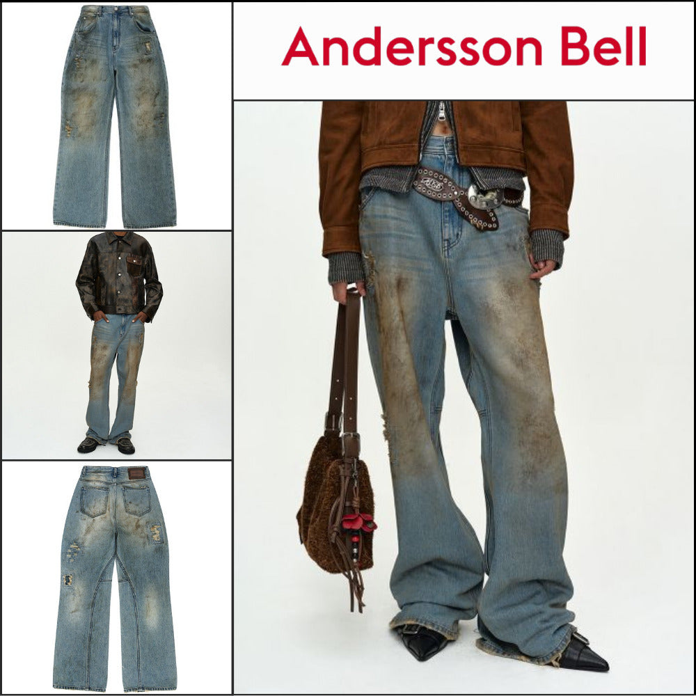 ◆ANDERSSON BELL◆ ワイドデニム Wide Denim Blue ダメージ