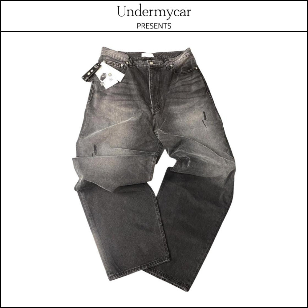 【Undermycar】IEK Gashutein 6 Hand Brush Washed Wide Jeans