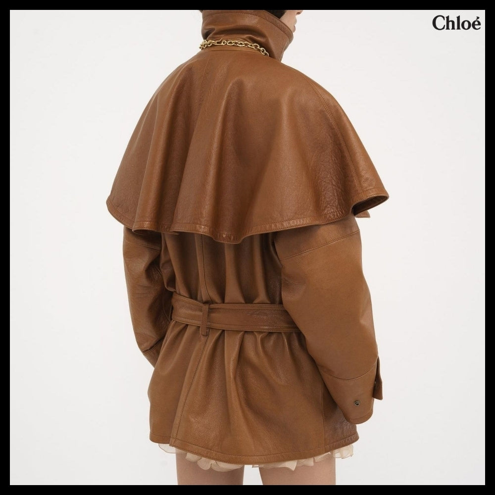 【Chloe】Short Cape Trench Coat in Ochre Delight