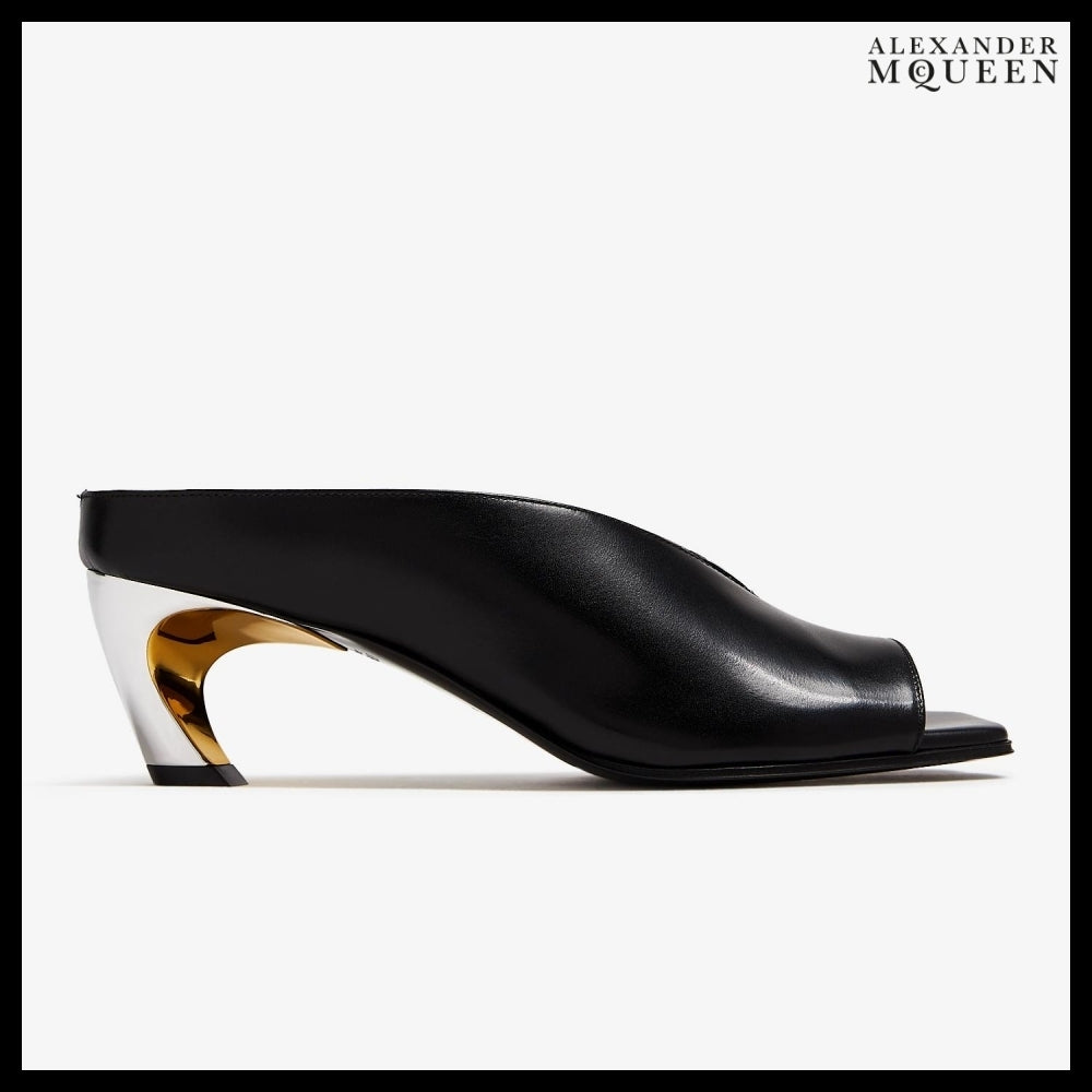 【Alexander Mcqueen】Armadillo Mules Black Calf Leather