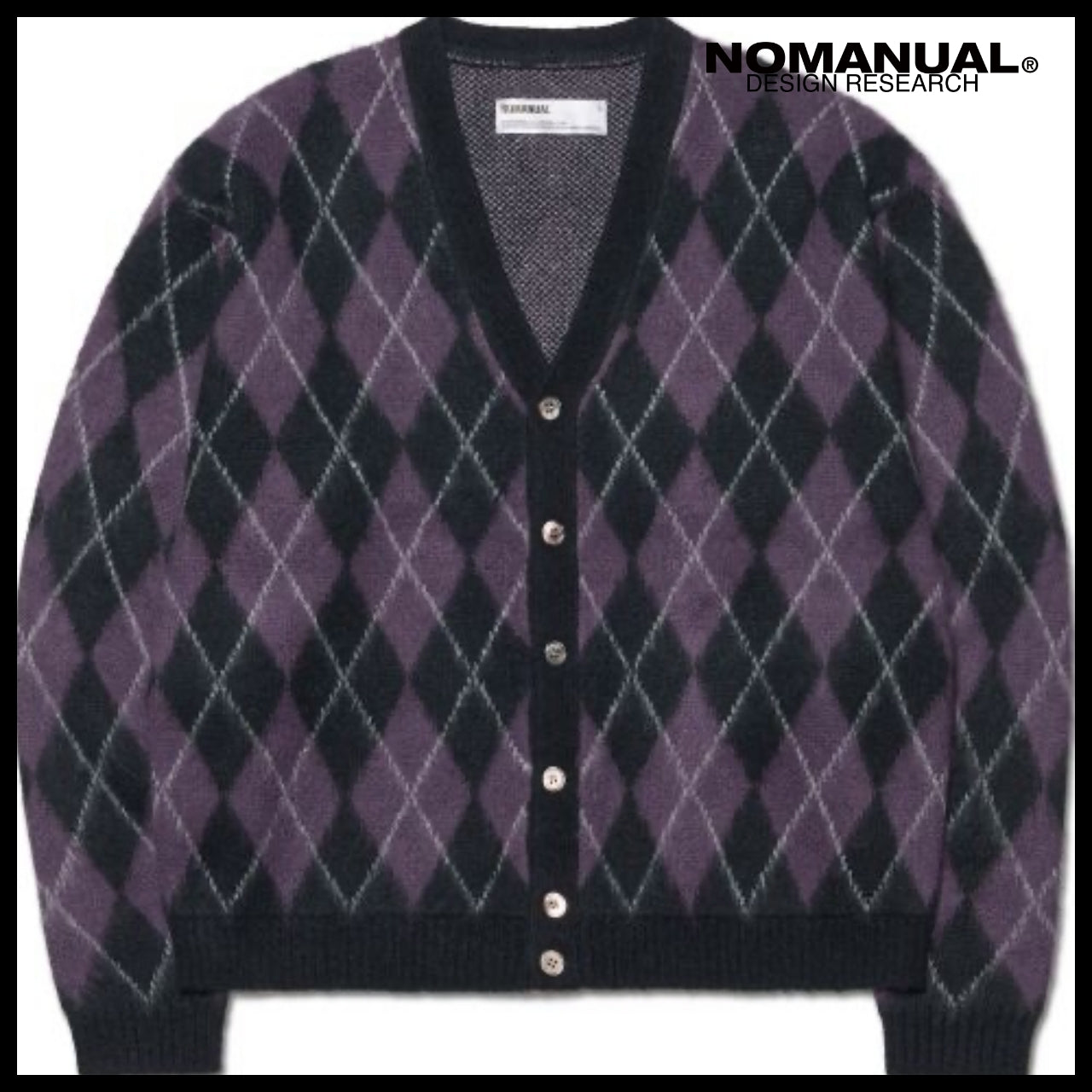 【NOMANUAL】Argyle hairy cardigan (4 colors)