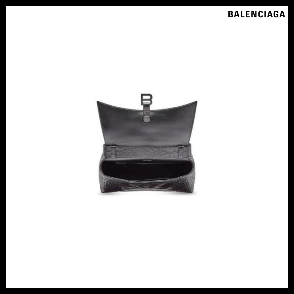 【BALENCIAGA 】Downtown Medium Shoulder Bag Crocodile Emboss